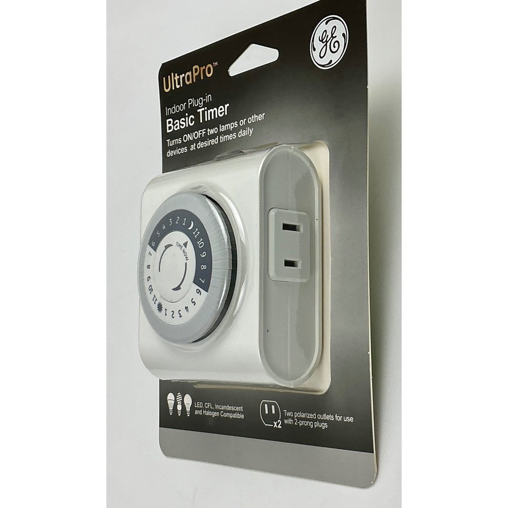 GE UltraPro Indoor Plug-In Basic Timer 2-Pack 2-Outlet 24-Hour Programmable - Picture 4 of 9